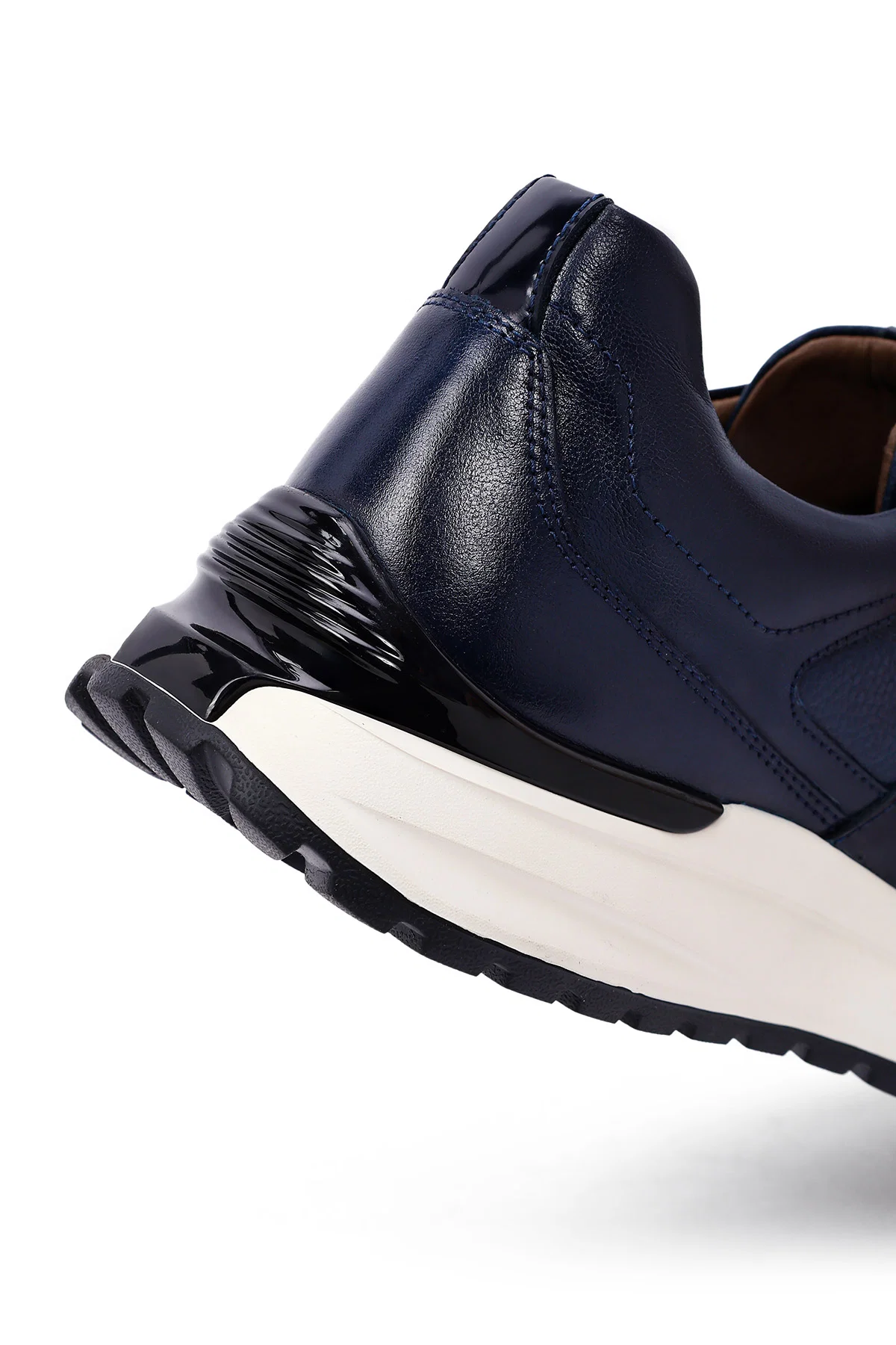 Erkek Lacivert Bağcıklı Kalın Tabanlı Deri Casual Sneaker - Image 10