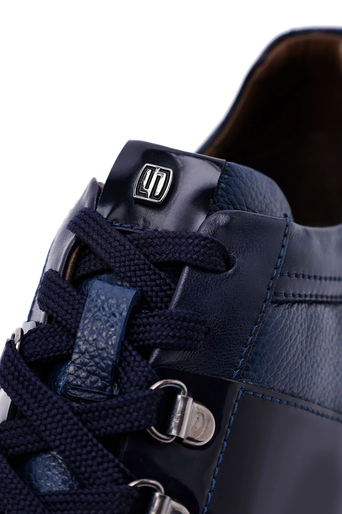 Erkek Lacivert Bağcıklı Kalın Tabanlı Deri Casual Sneaker - Image 11
