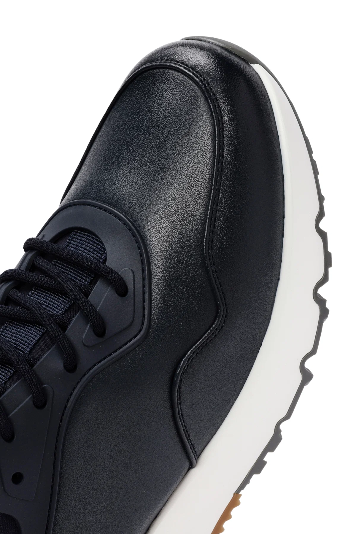Erkek Lacivert Bağcıklı Kalın Tabanlı Deri Casual Sneaker - Image 9