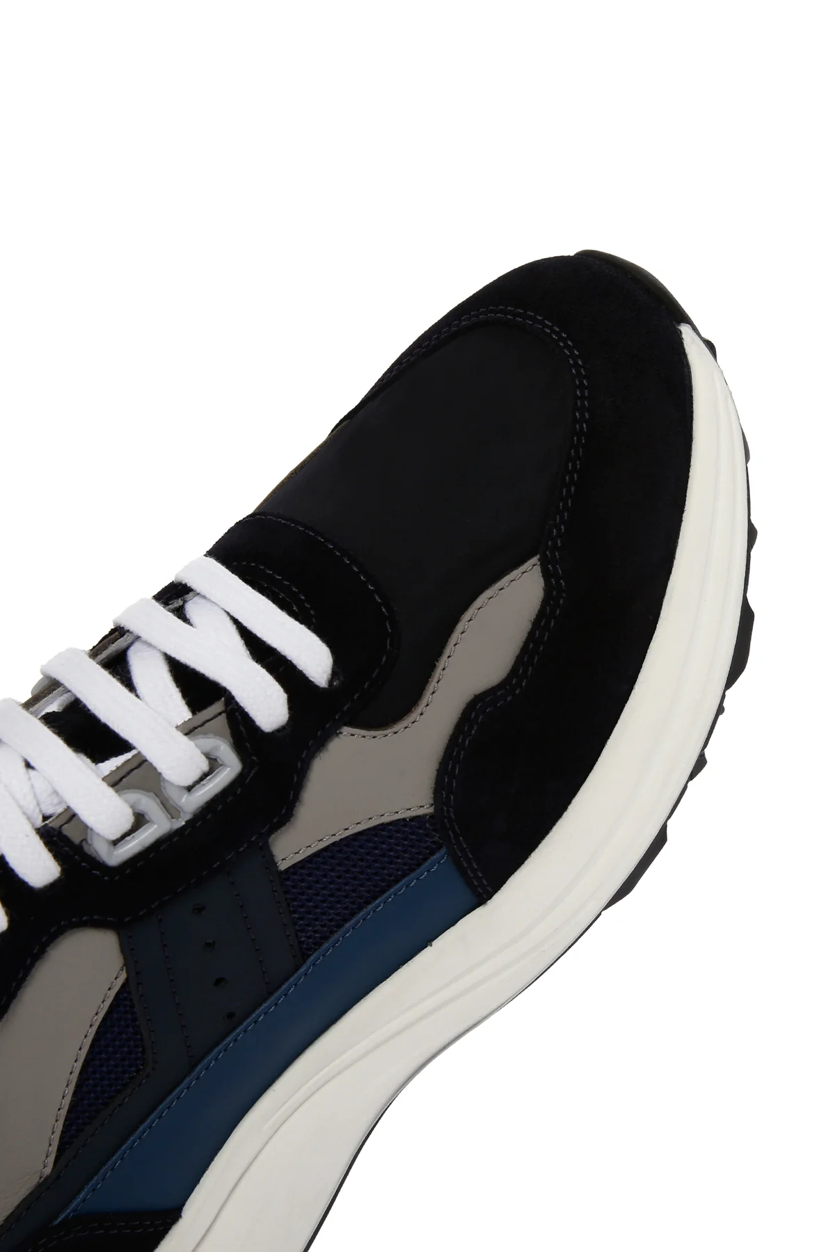 Erkek Lacivert Bağcıklı Kalın Tabanlı Deri Sneaker - Image 9