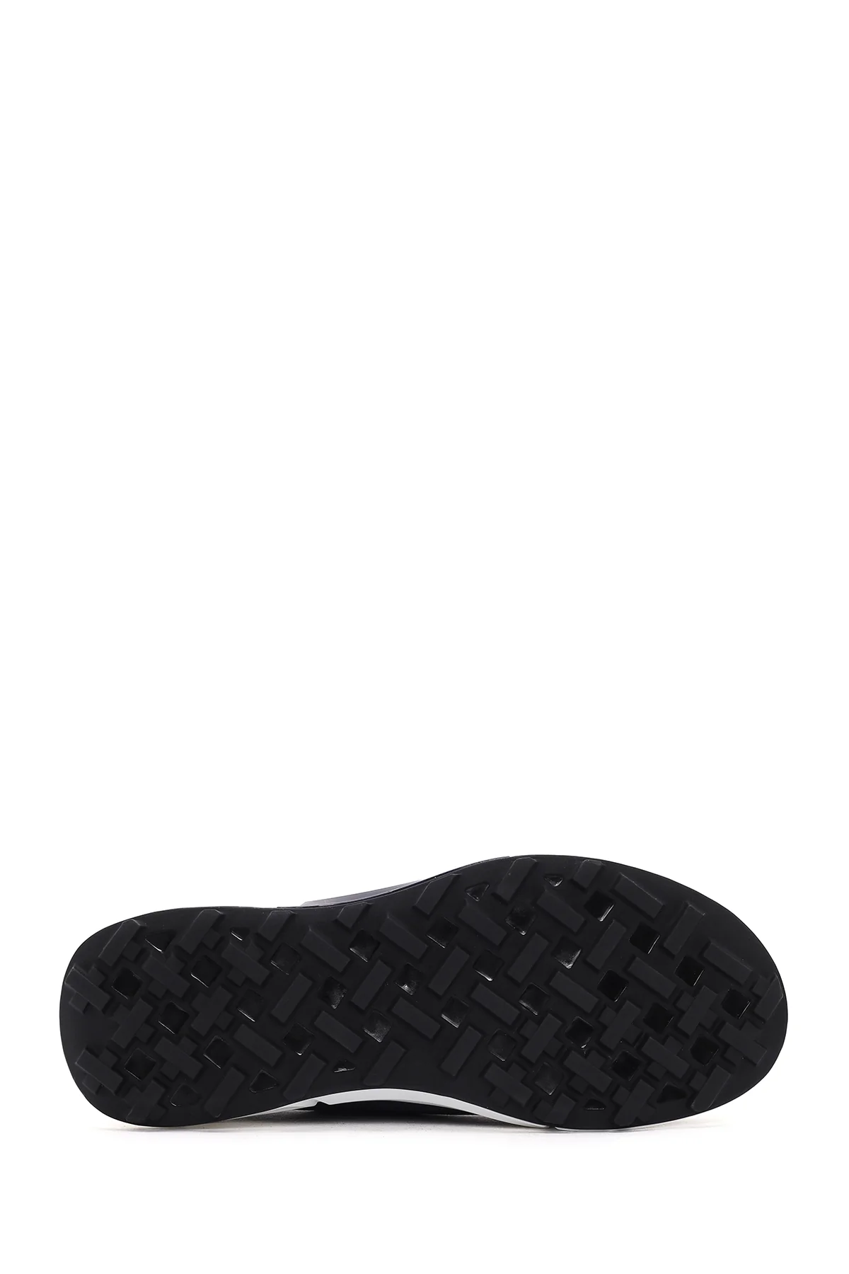 Erkek Lacivert Bağcıklı Kalın Tabanlı Deri Sneaker - Image 4