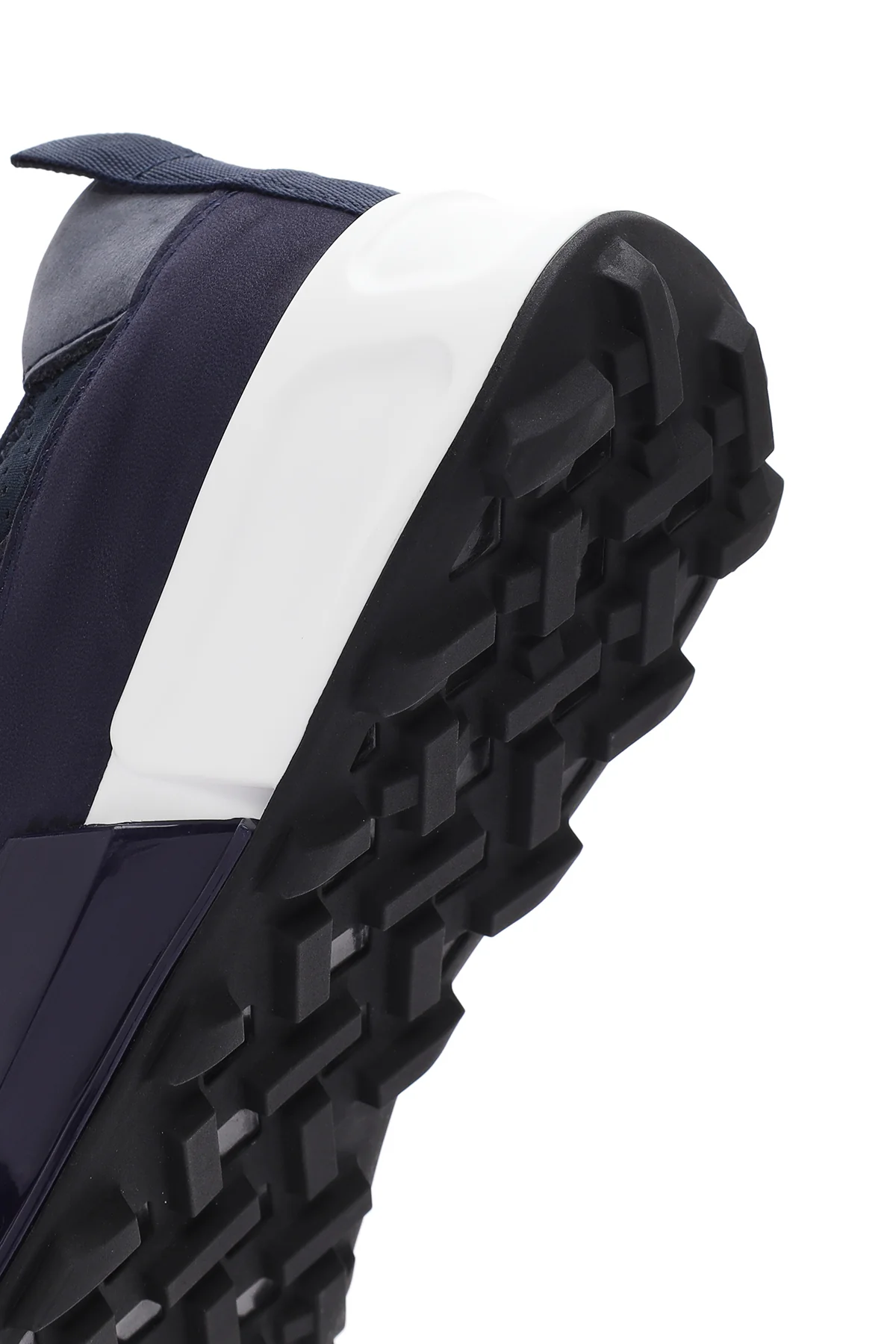 Erkek Lacivert Bağcıklı Kalın Tabanlı Deri Sneaker - Image 8