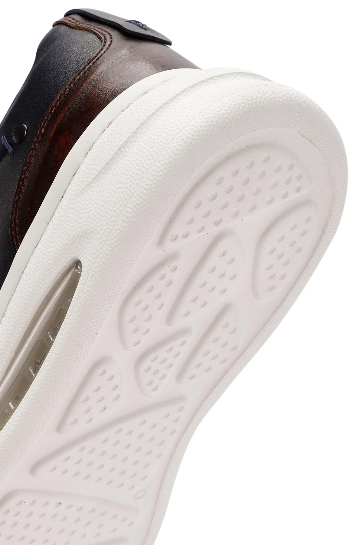 Erkek Lacivert Bağcıklı Kalın Tabanlı Deri Sneaker - Image 8