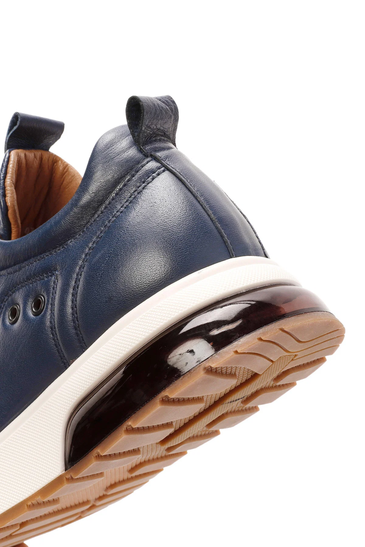 Erkek Lacivert Bağcıklı Kalın Tabanlı Deri Sneaker - Image 9