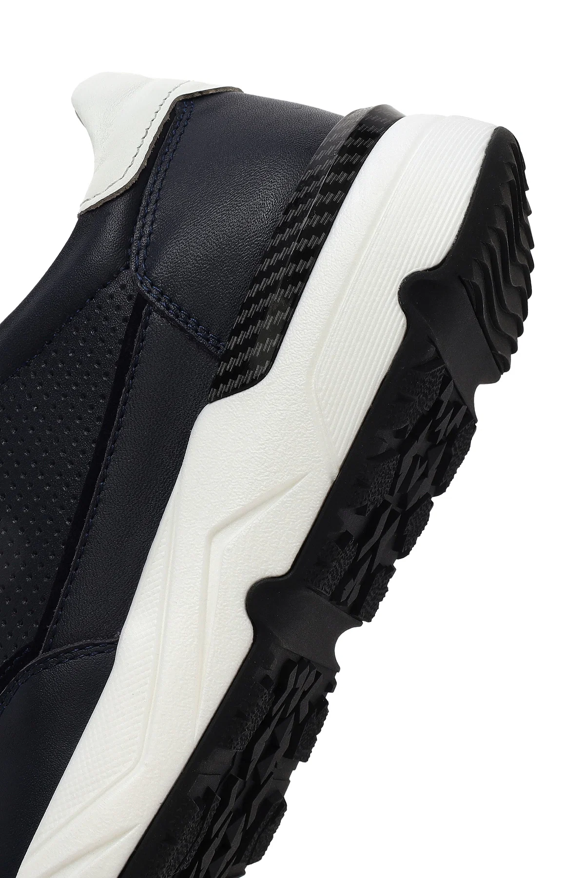 Erkek Lacivert Bağcıklı Kalın Tabanlı Deri Sneaker - Image 8