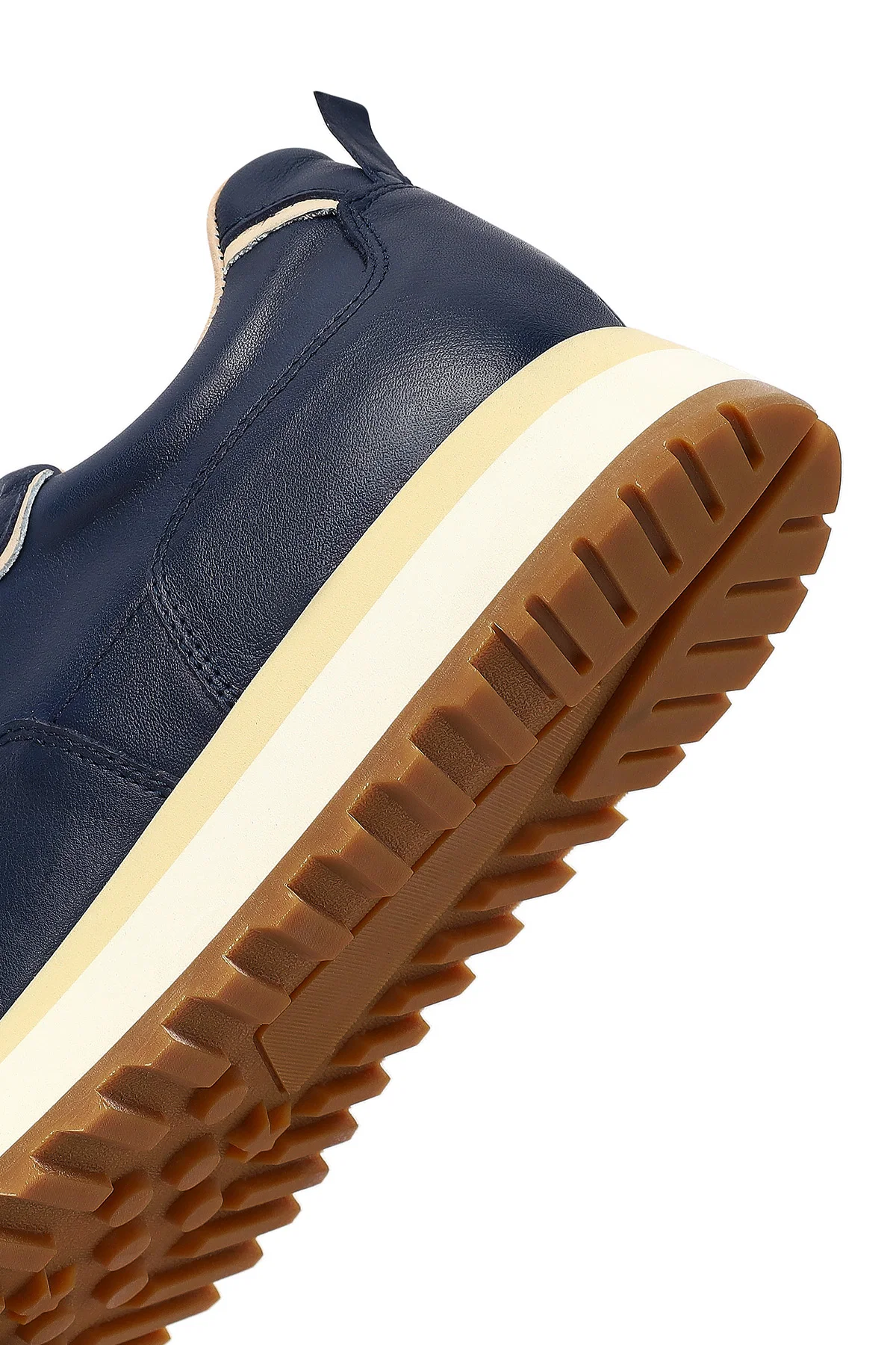 Erkek Lacivert Bağcıklı Kalın Tabanlı Deri Sneaker - Image 8