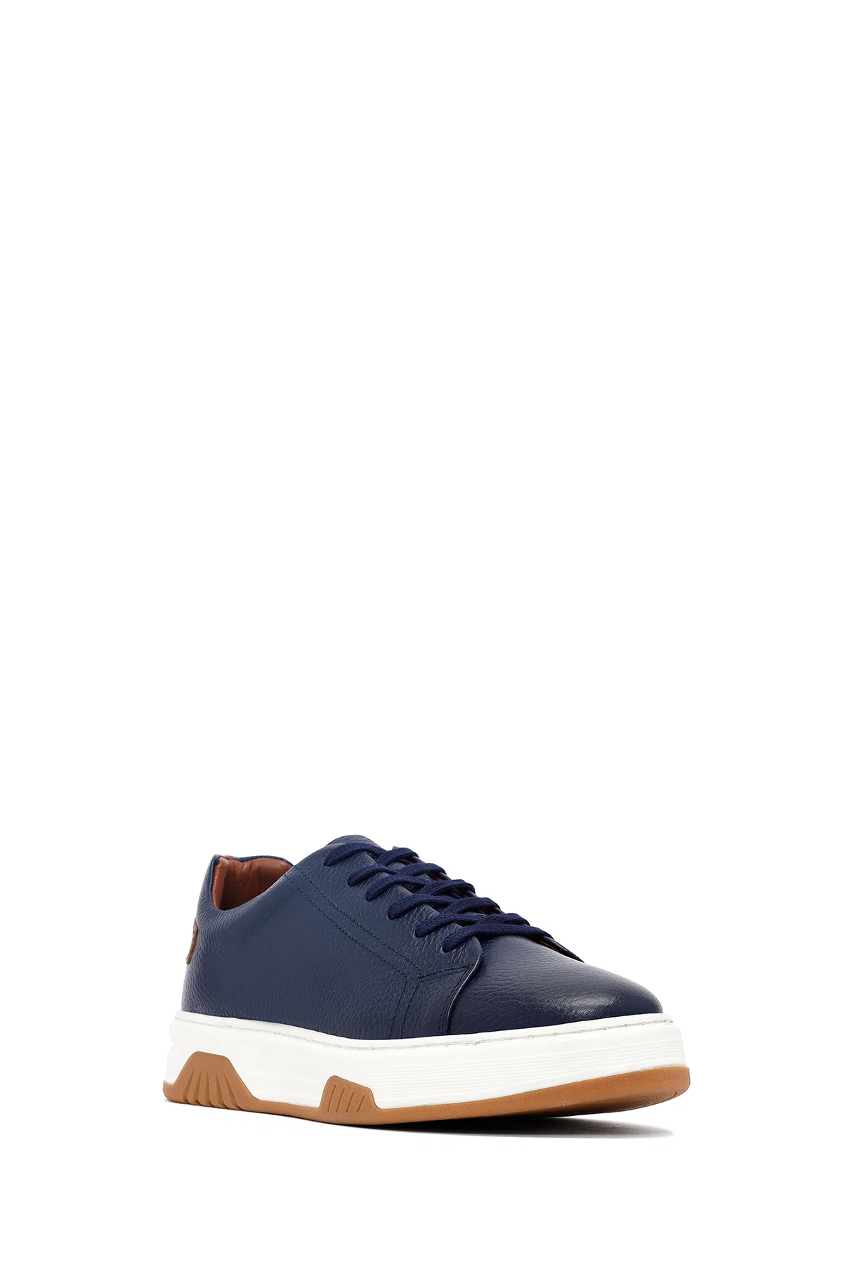 Erkek Lacivert Bağcıklı Kalın Tabanlı Deri Sneaker - Image 6