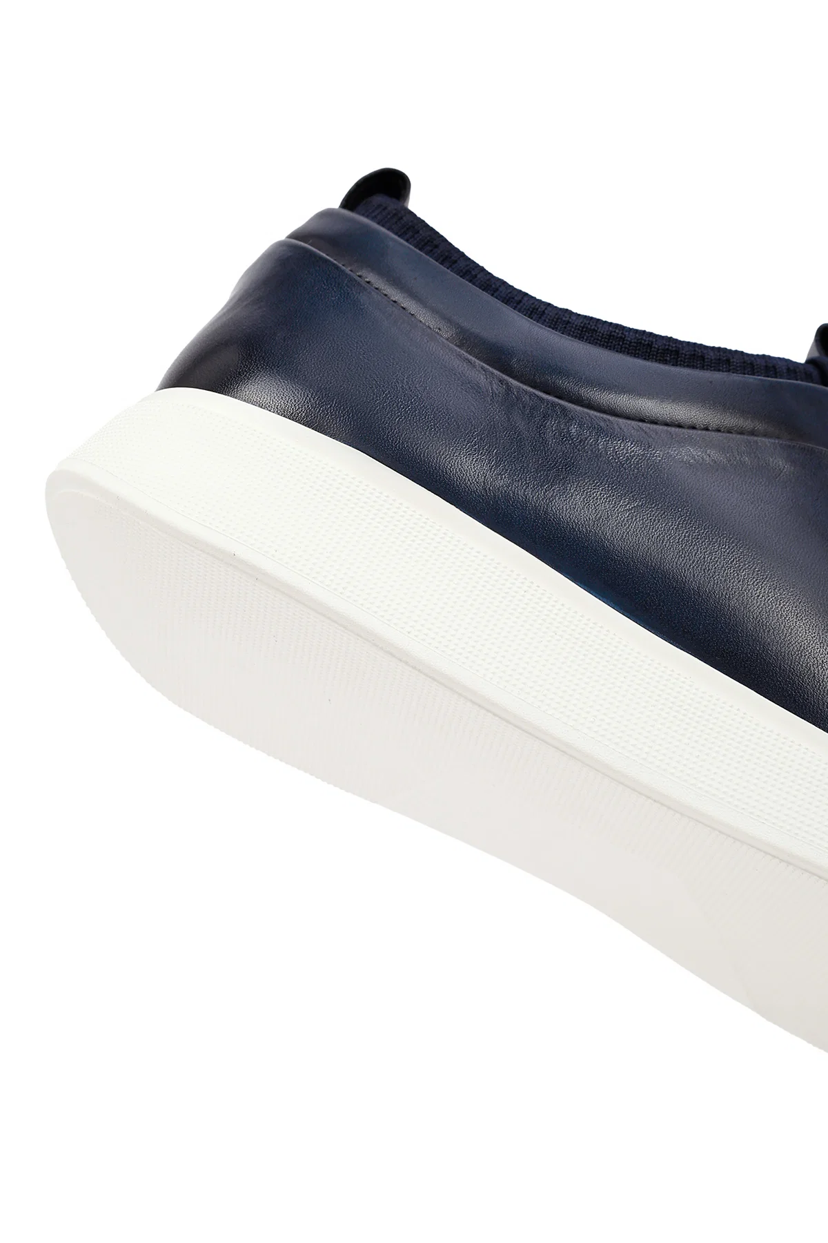 Erkek Lacivert Bağcıklı Kalın Tabanlı Deri Sneaker - Image 8