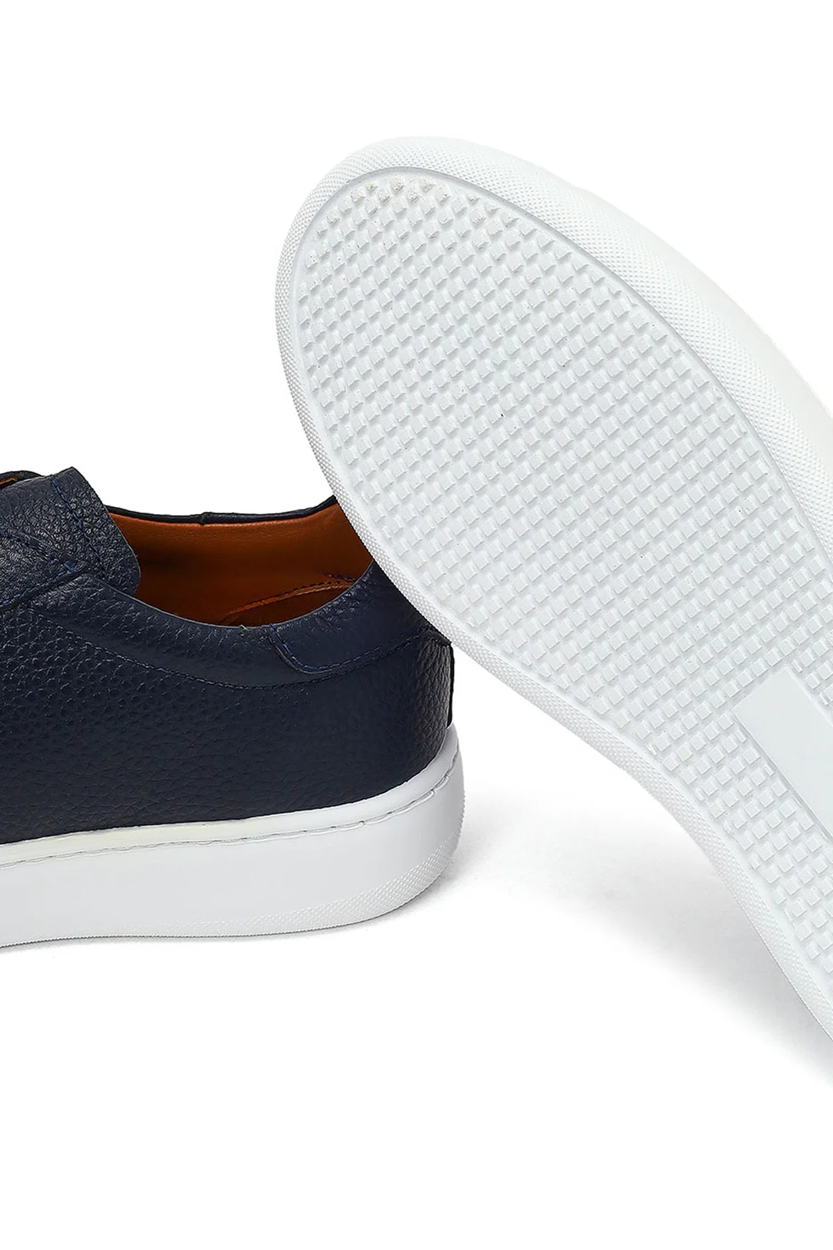 Erkek Lacivert Bağcıklı Kalın Tabanlı Deri Sneaker - Image 11