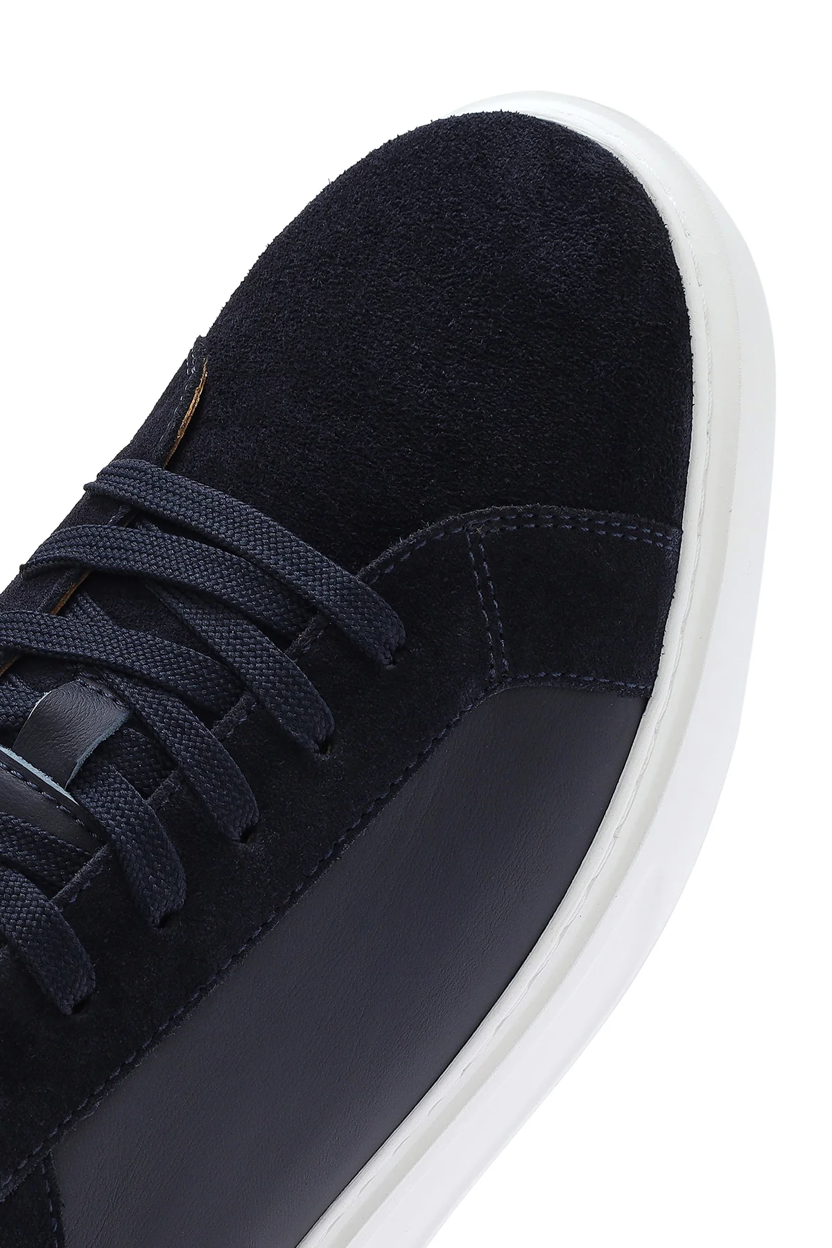 Erkek Lacivert Bağcıklı Kalın Tabanlı Deri Sneaker - Image 10