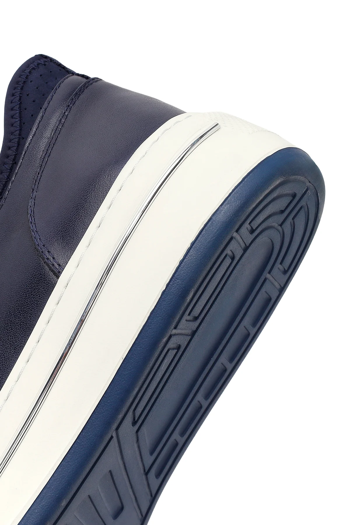 Erkek Lacivert Bağcıklı Kalın Tabanlı Deri Sneaker - Image 8