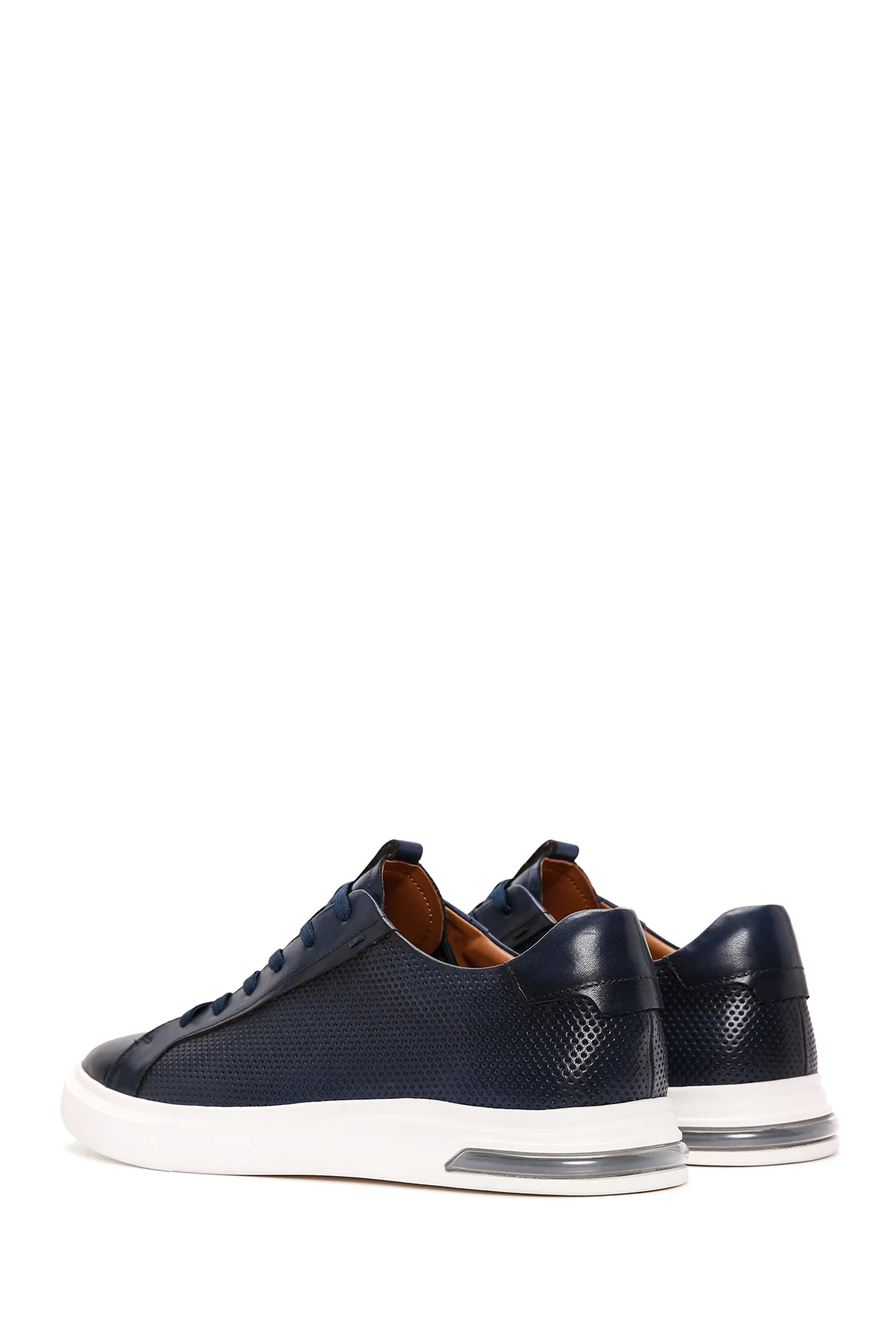 Erkek Lacivert Bağcıklı Kalın Tabanlı Deri Sneaker - Image 6