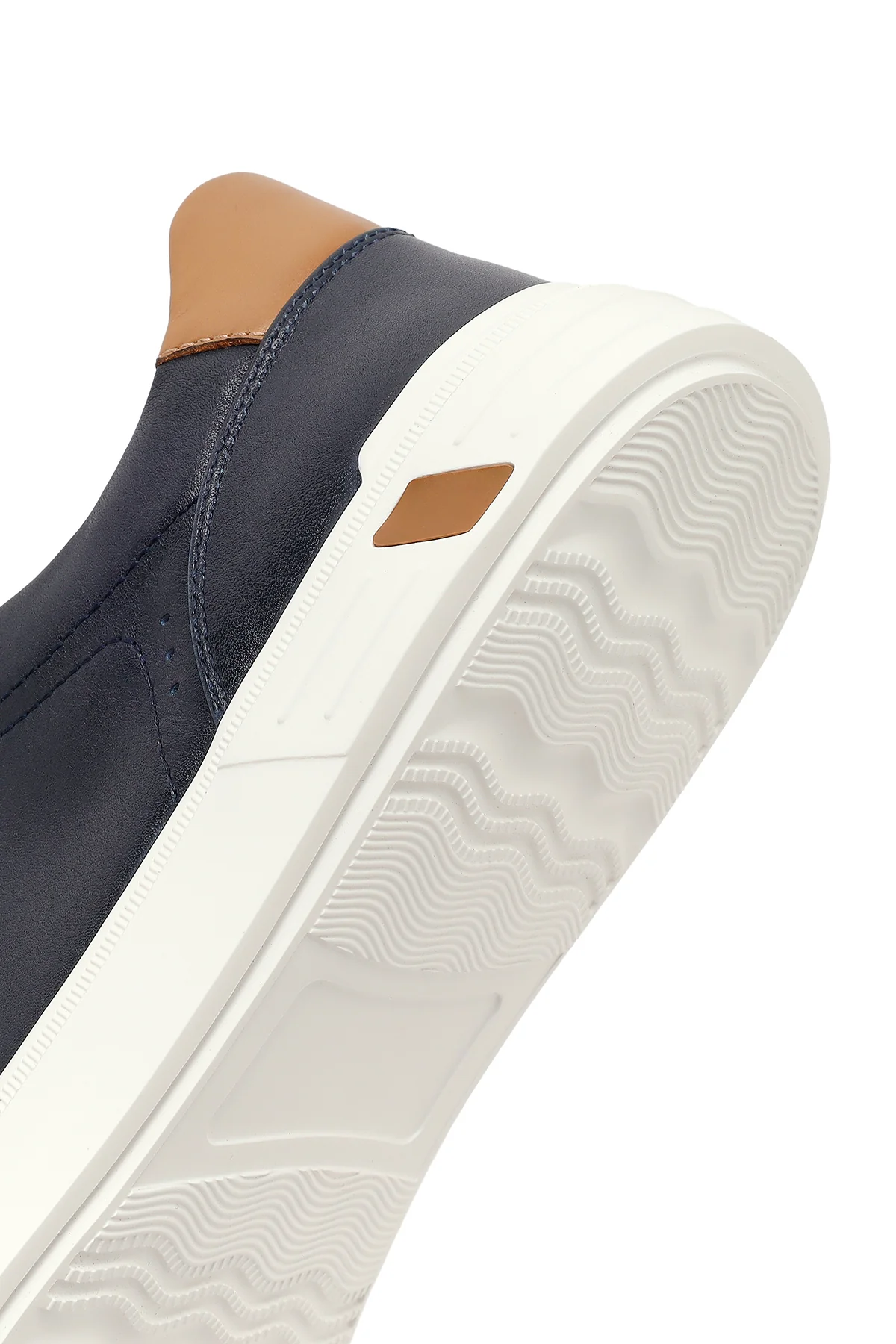 Erkek Lacivert Bağcıklı Kalın Tabanlı Deri Sneaker - Image 8
