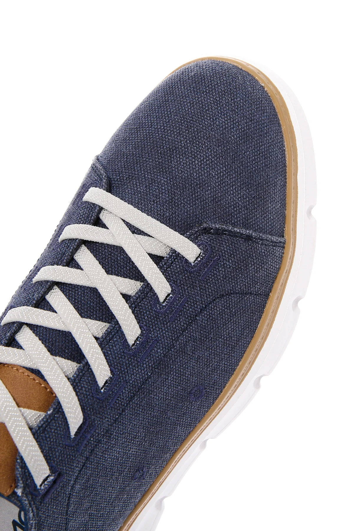 Erkek Lacivert Bağcıklı Kalın Tabanlı Kumaş Sneaker - Image 10