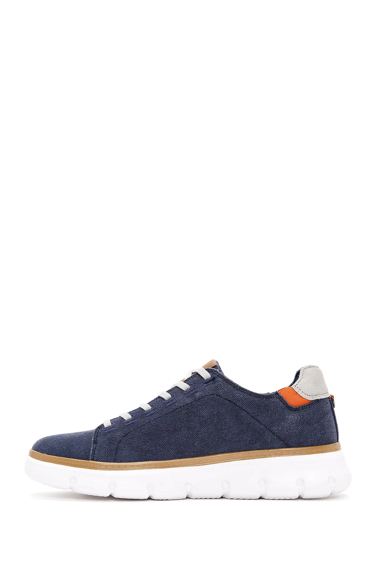 Erkek Lacivert Bağcıklı Kalın Tabanlı Kumaş Sneaker - Image 2