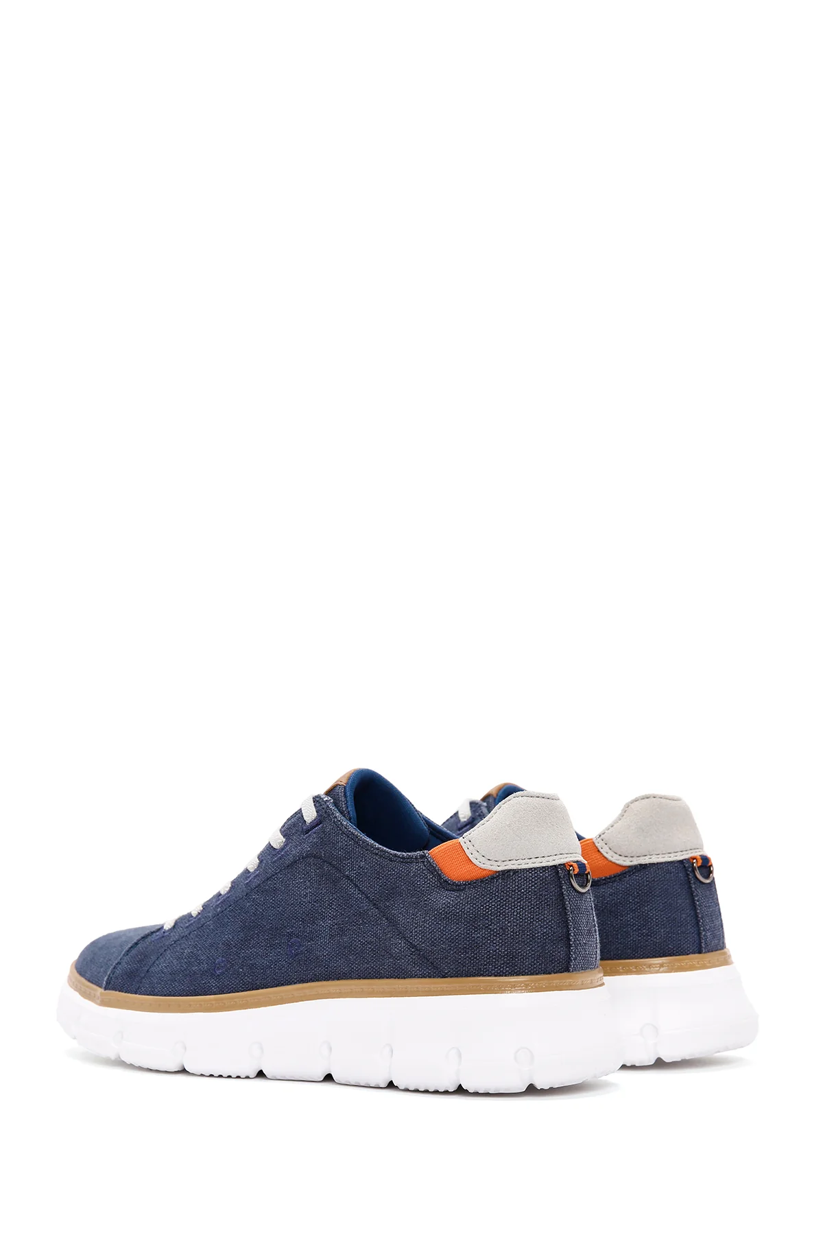 Erkek Lacivert Bağcıklı Kalın Tabanlı Kumaş Sneaker - Image 5