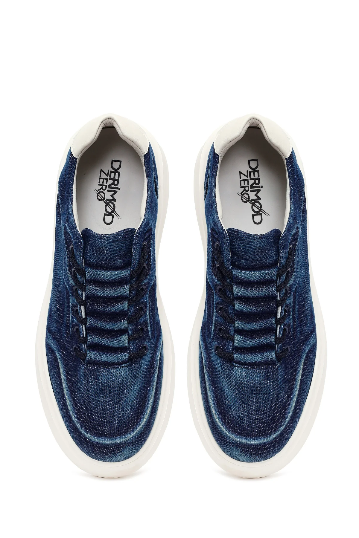 Erkek Lacivert Bağcıklı Kalın Tabanlı Kumaş Sneaker - Image 5