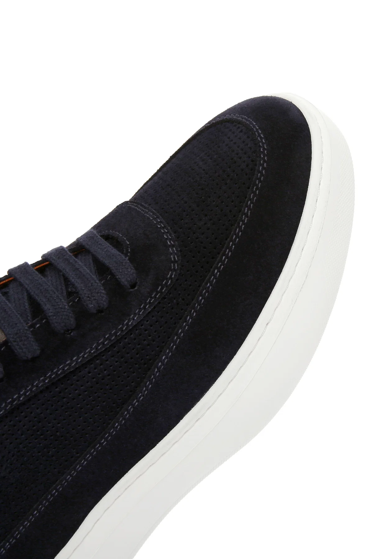 Erkek Lacivert Bağcıklı Kalın Tabanlı Süet Deri Sneaker - Image 9