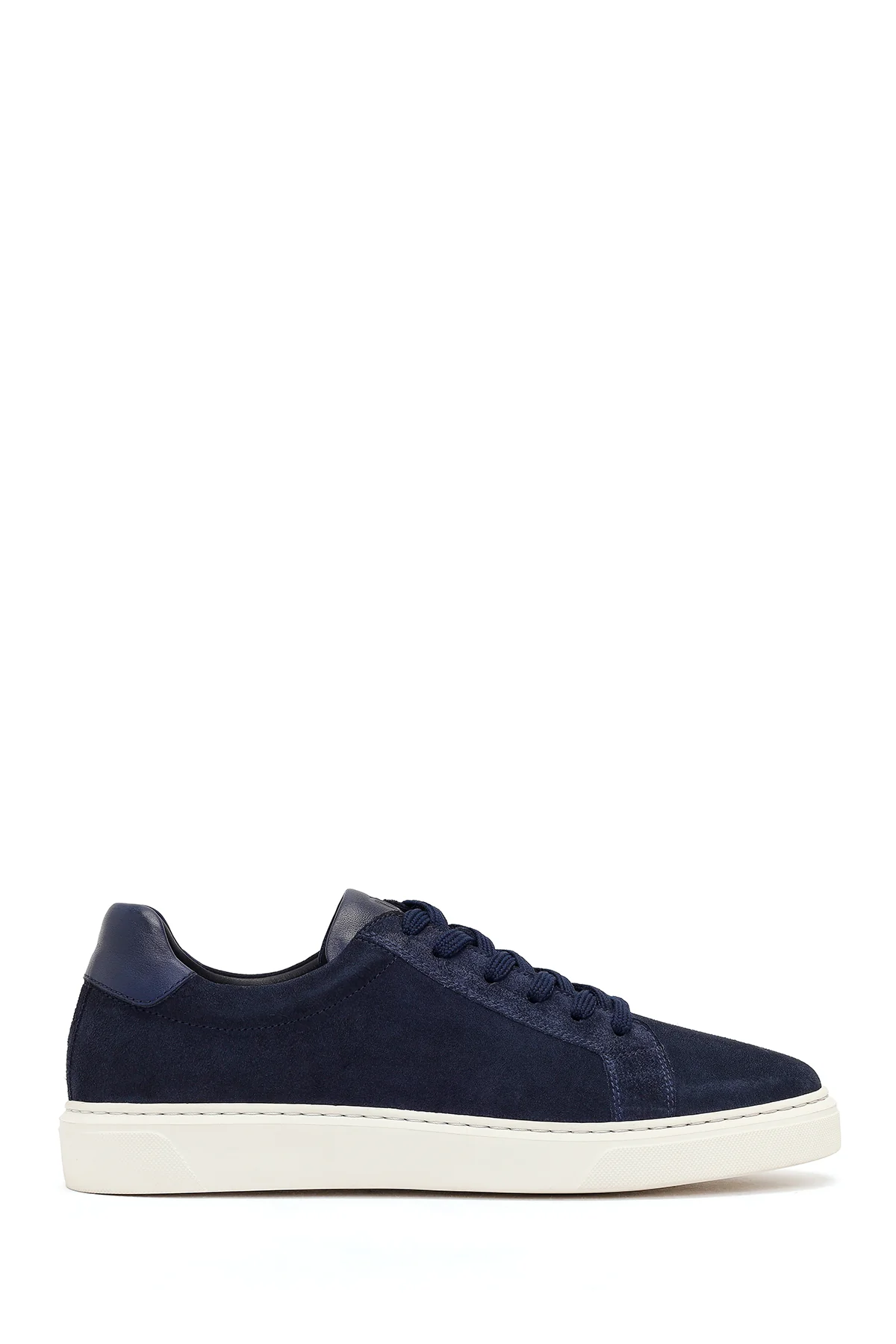 Erkek Lacivert Bağcıklı Kalın Tabanlı Süet Deri Sneaker