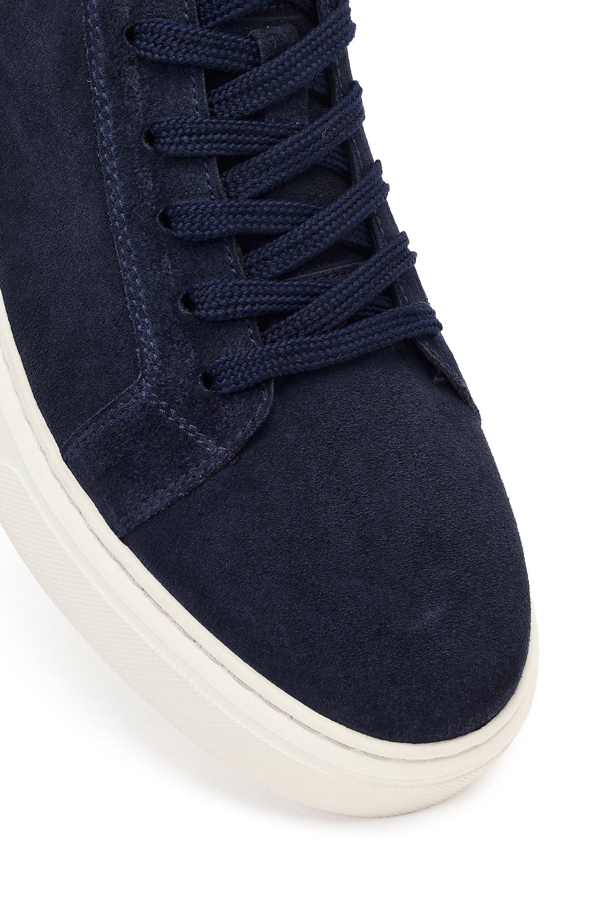 Erkek Lacivert Bağcıklı Kalın Tabanlı Süet Deri Sneaker - Image 10