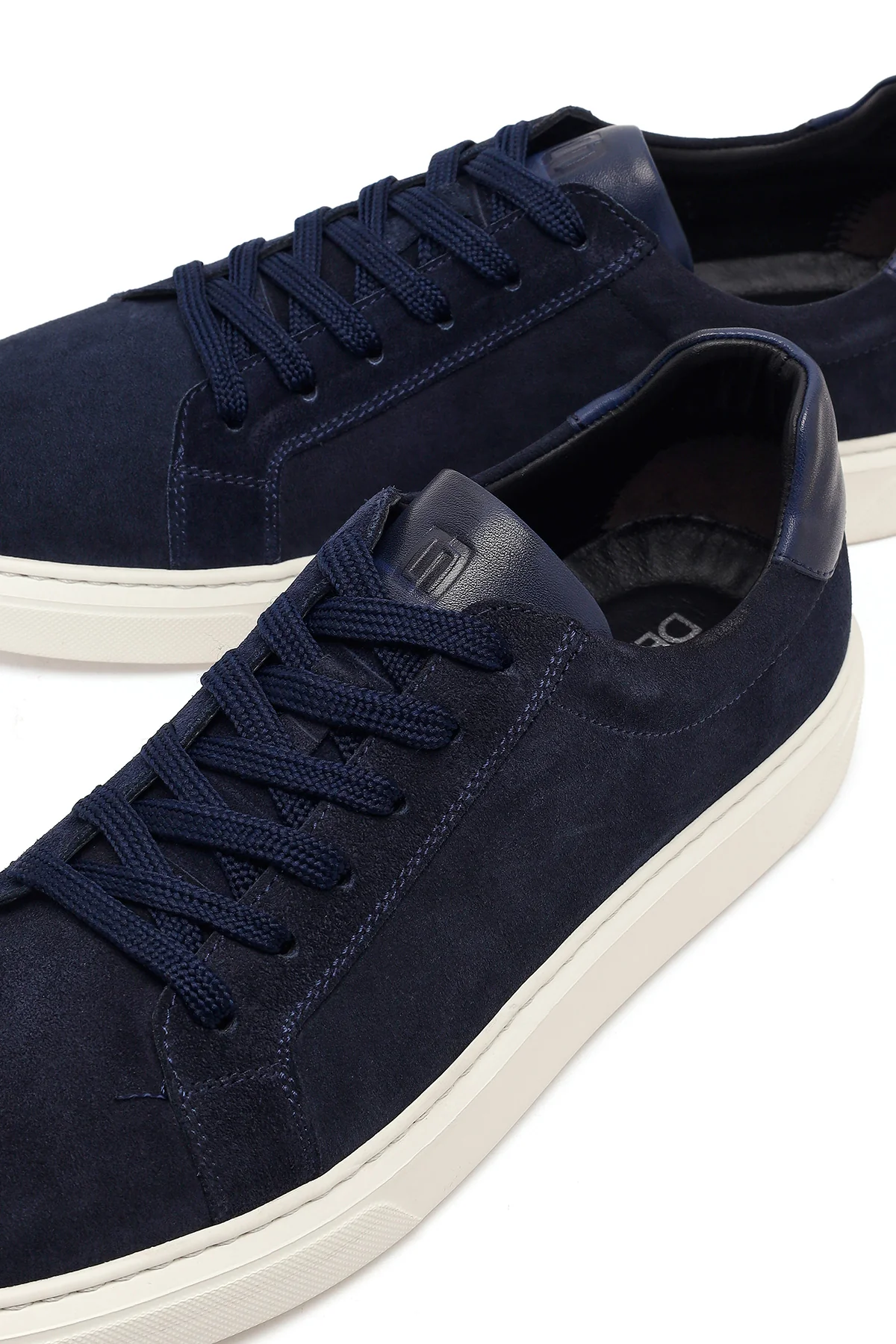 Erkek Lacivert Bağcıklı Kalın Tabanlı Süet Deri Sneaker - Image 11