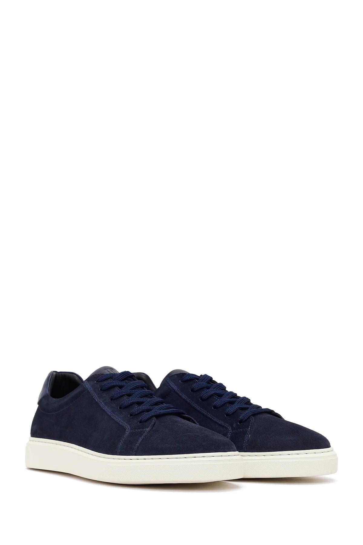 Erkek Lacivert Bağcıklı Kalın Tabanlı Süet Deri Sneaker - Image 3