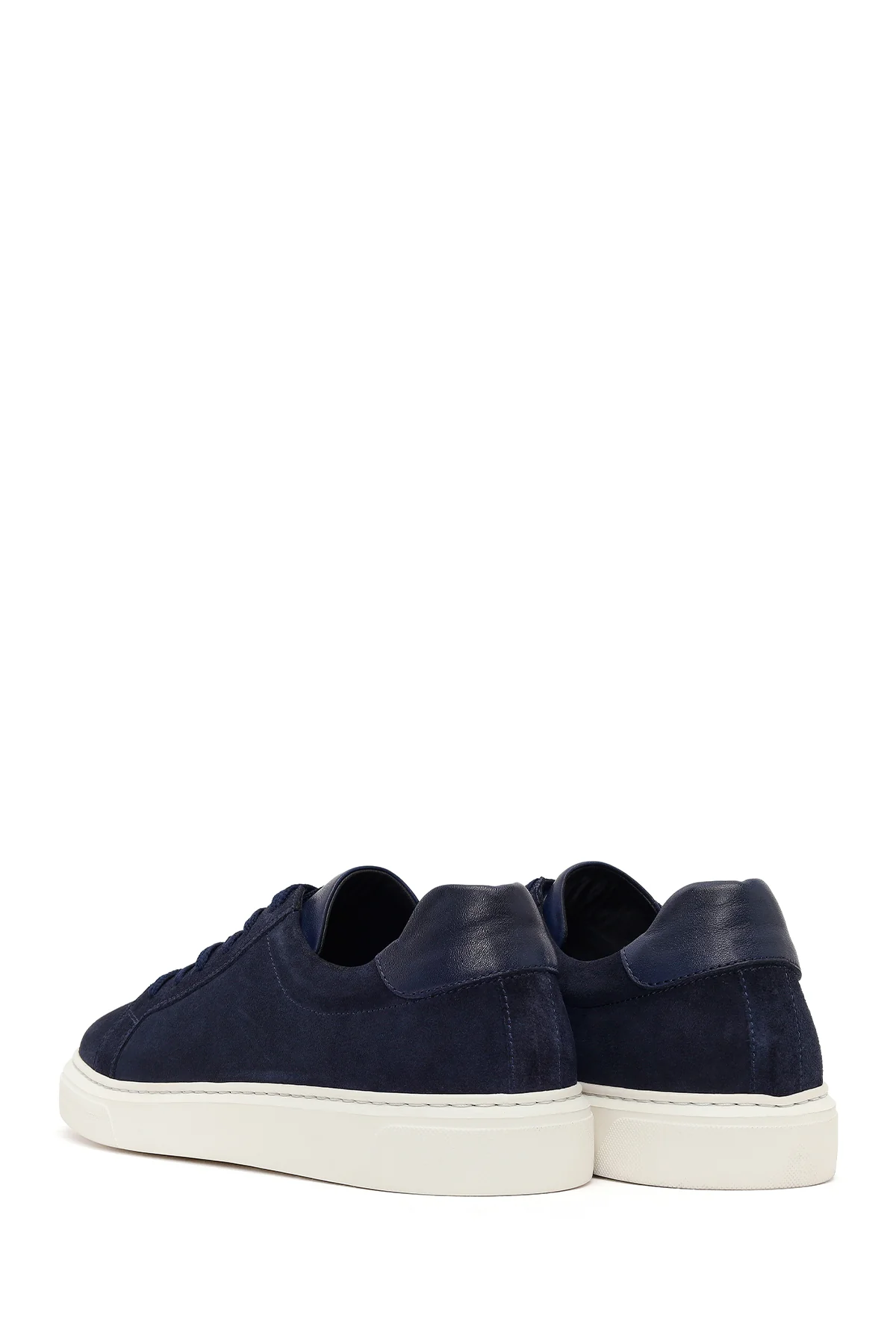 Erkek Lacivert Bağcıklı Kalın Tabanlı Süet Deri Sneaker - Image 7