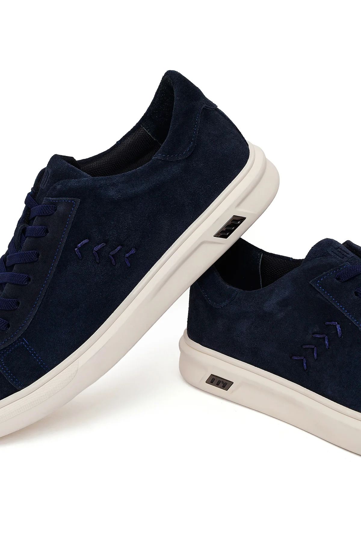 Erkek Lacivert Bağcıklı Kalın Tabanlı Süet Deri Sneaker - Image 10