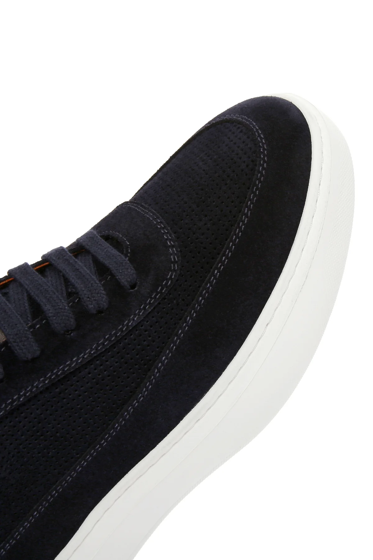 Erkek Lacivert Bağcıklı Kalın Tabanlı Süet Deri Sneaker - Image 9