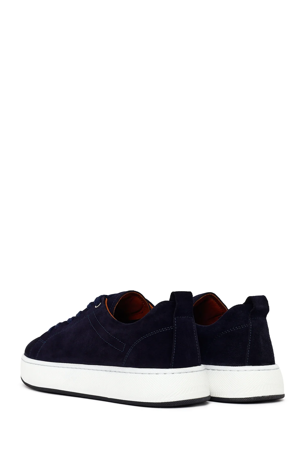 Erkek Lacivert Bağcıklı Kalın Tabanlı Süet Deri Sneaker - Image 6