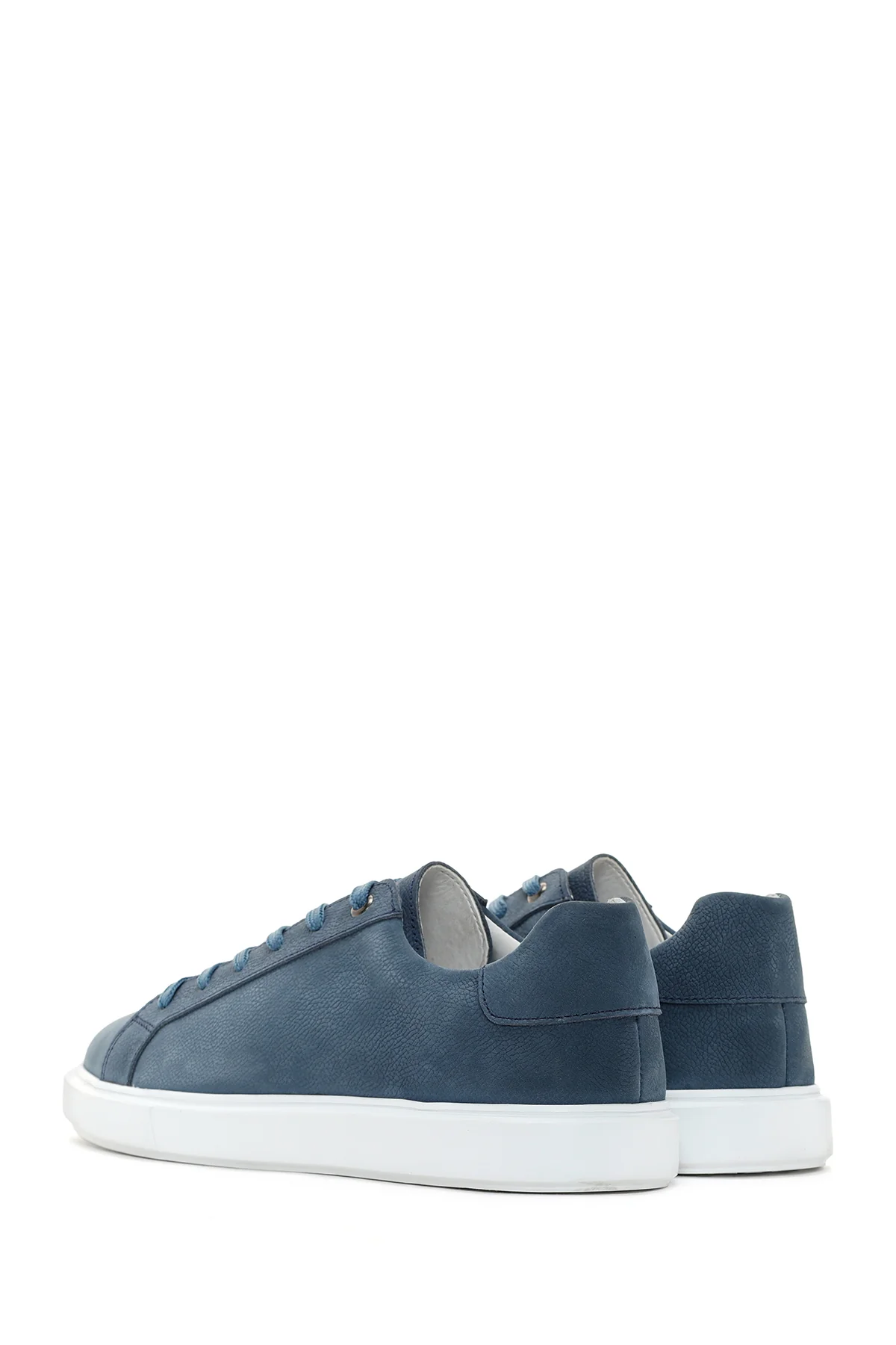 Erkek Lacivert Bağcıklı Nubuk Deri Sneaker - Image 5