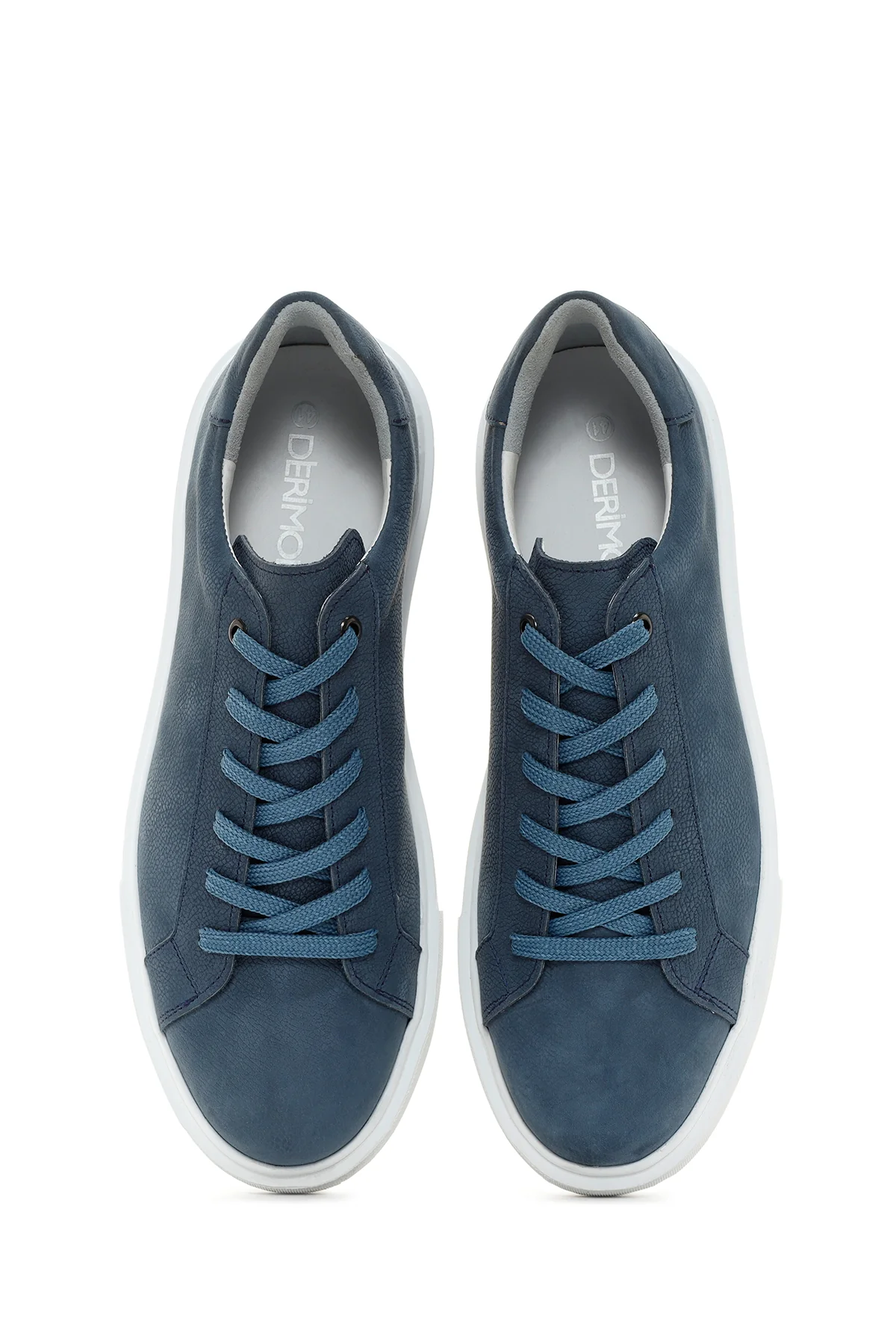 Erkek Lacivert Bağcıklı Nubuk Deri Sneaker - Image 6