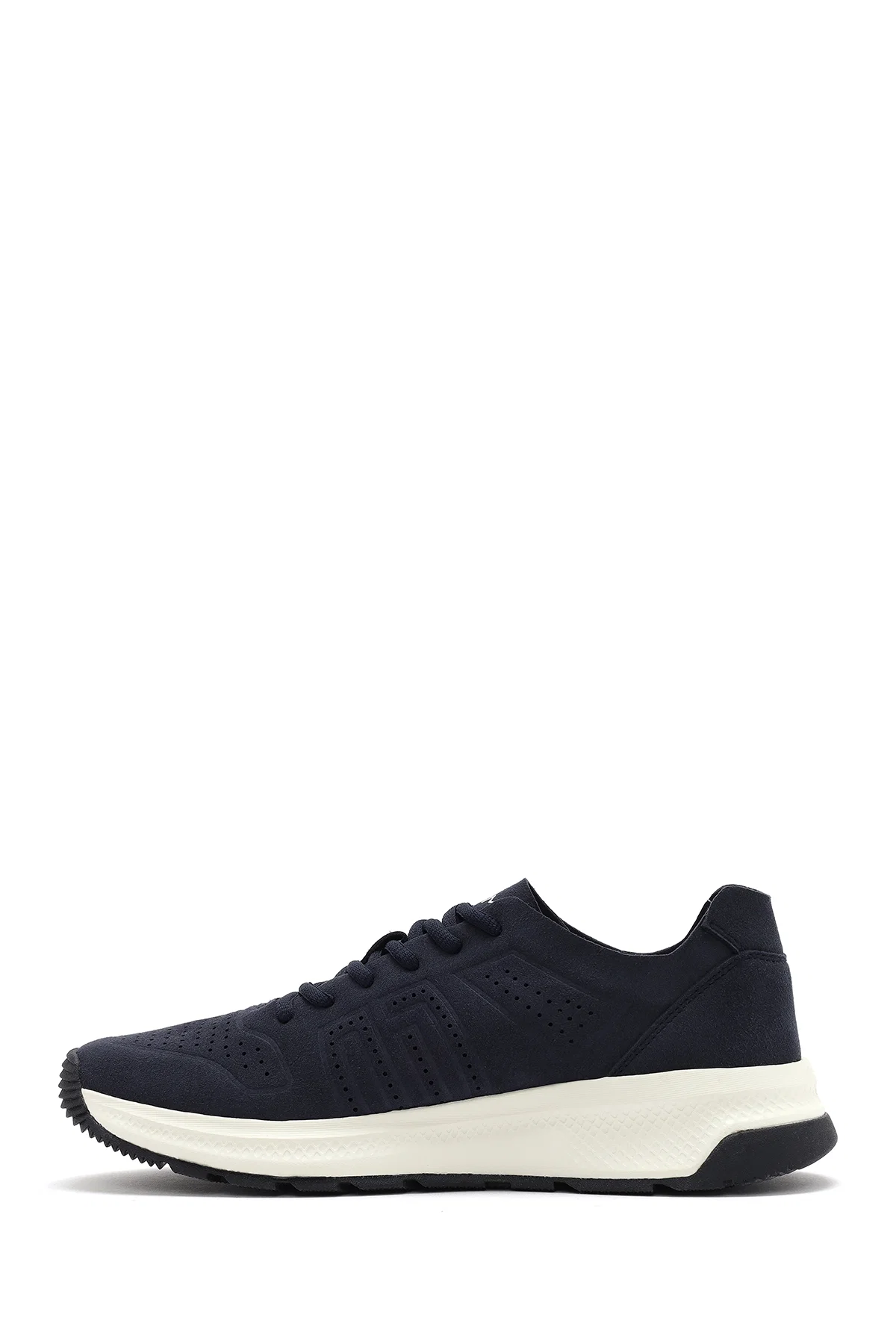 Erkek Lacivert Bağcıklı Nubuk Deri Sneaker - Image 2