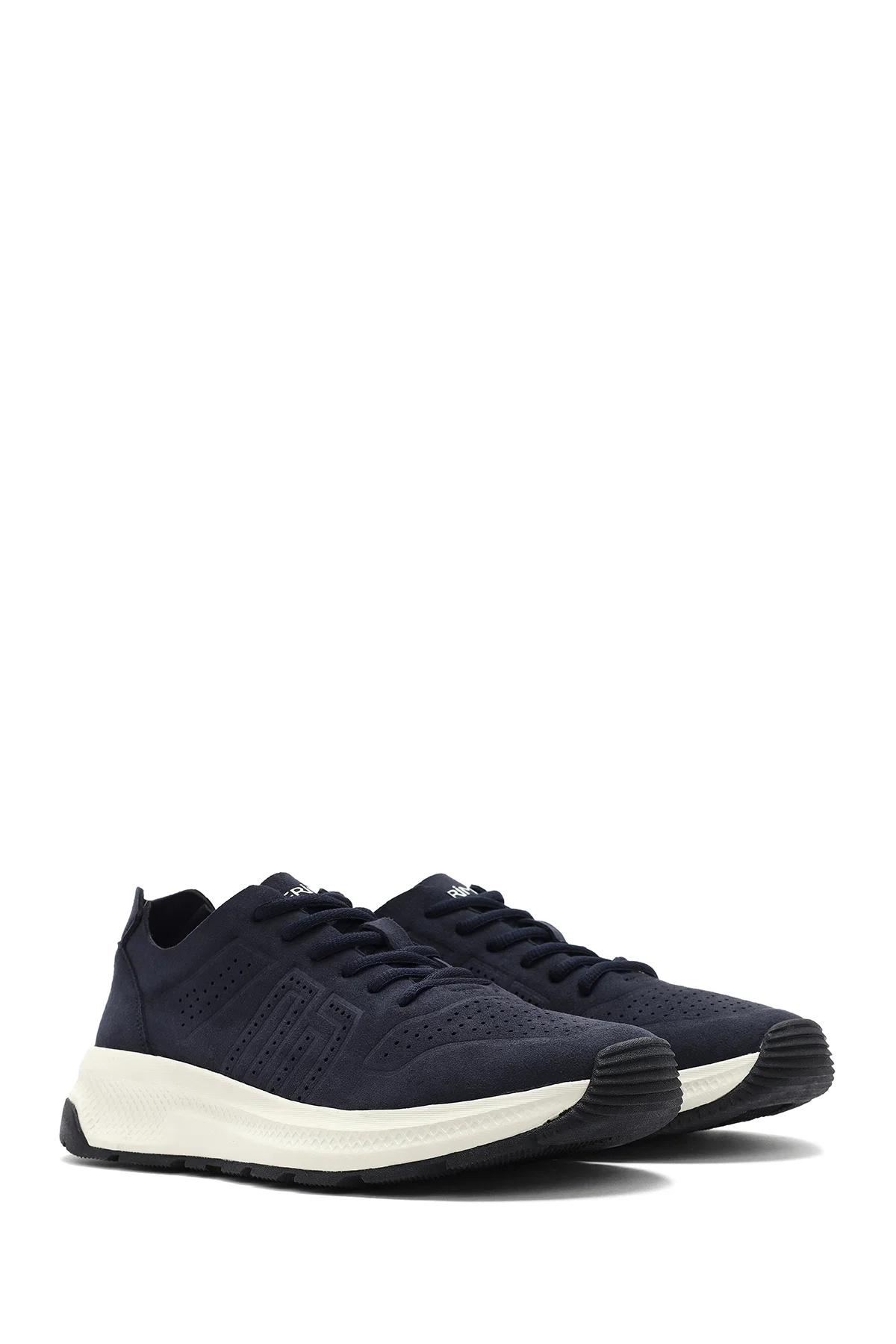 Erkek Lacivert Bağcıklı Nubuk Deri Sneaker - Image 3