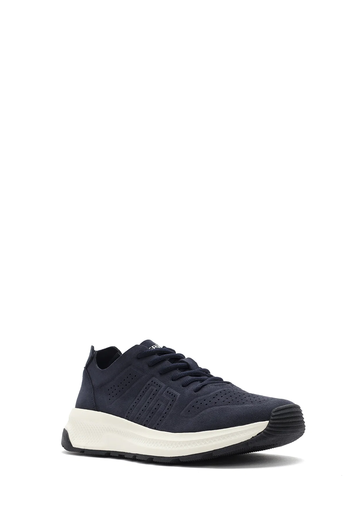 Erkek Lacivert Bağcıklı Nubuk Deri Sneaker - Image 6