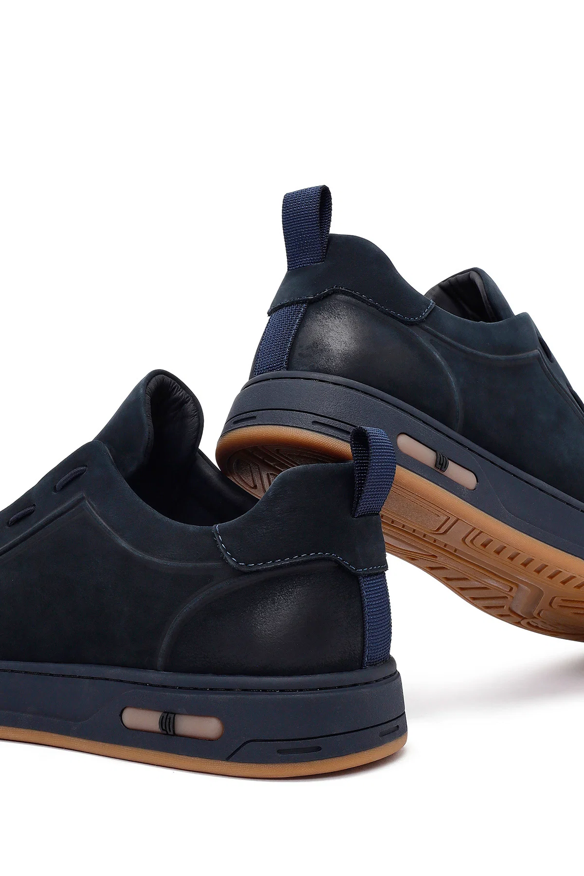 Erkek Lacivert Bağcıklı Nubuk Deri Sneaker - Image 10