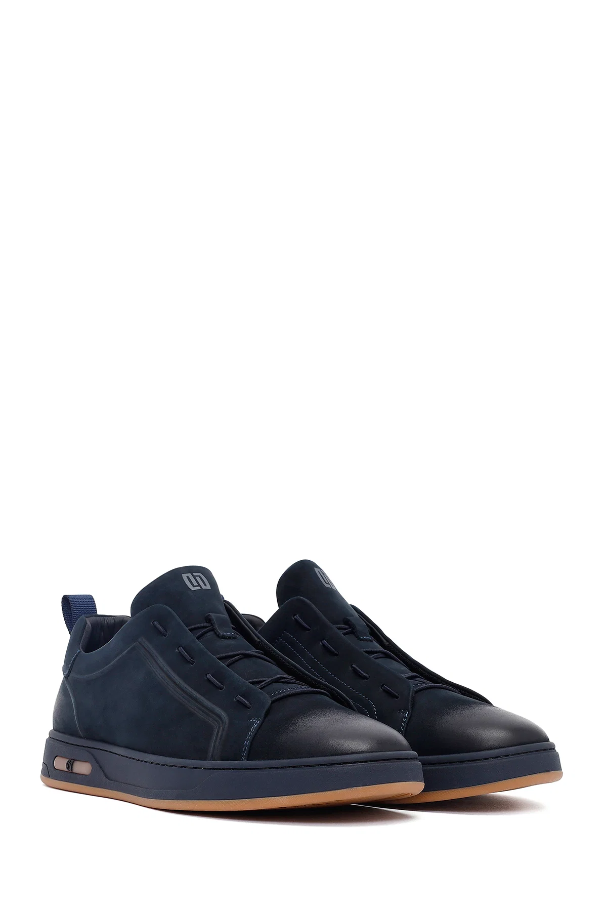 Erkek Lacivert Bağcıklı Nubuk Deri Sneaker - Image 3