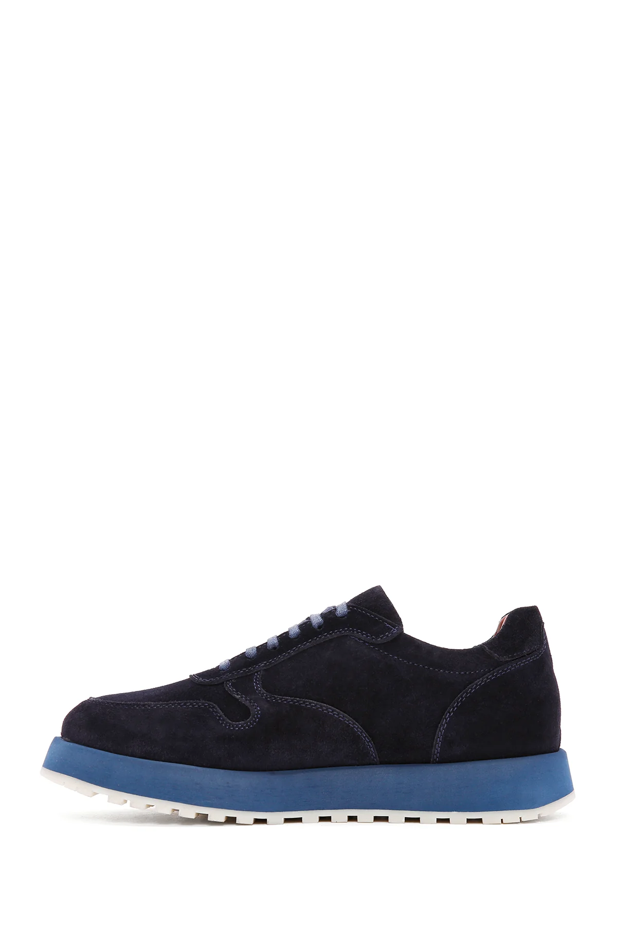 Erkek Lacivert Bağcıklı Süet Deri Casual Sneaker - Image 2