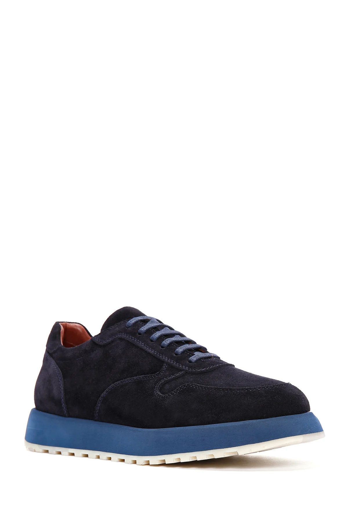 Erkek Lacivert Bağcıklı Süet Deri Casual Sneaker - Image 6