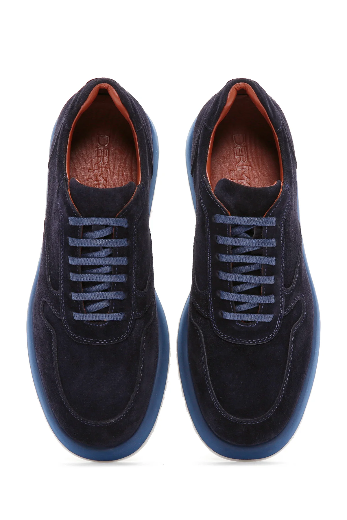 Erkek Lacivert Bağcıklı Süet Deri Casual Sneaker - Image 7