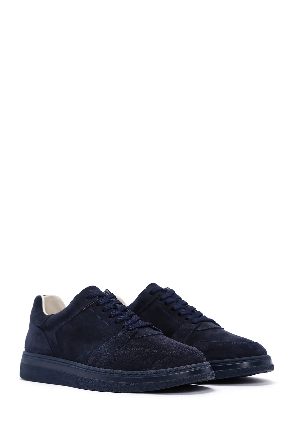 Erkek Lacivert Bağcıklı Süet Deri Sneaker - Image 3