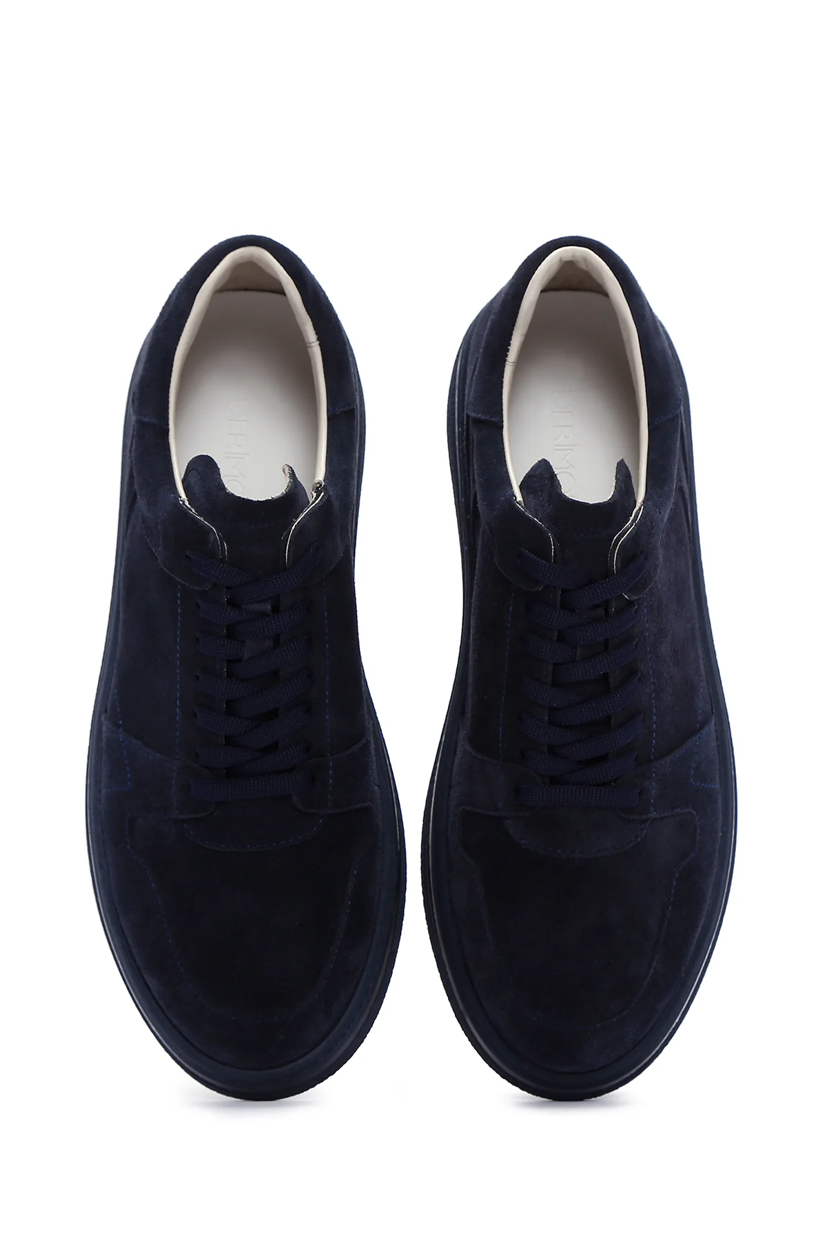 Erkek Lacivert Bağcıklı Süet Deri Sneaker - Image 6