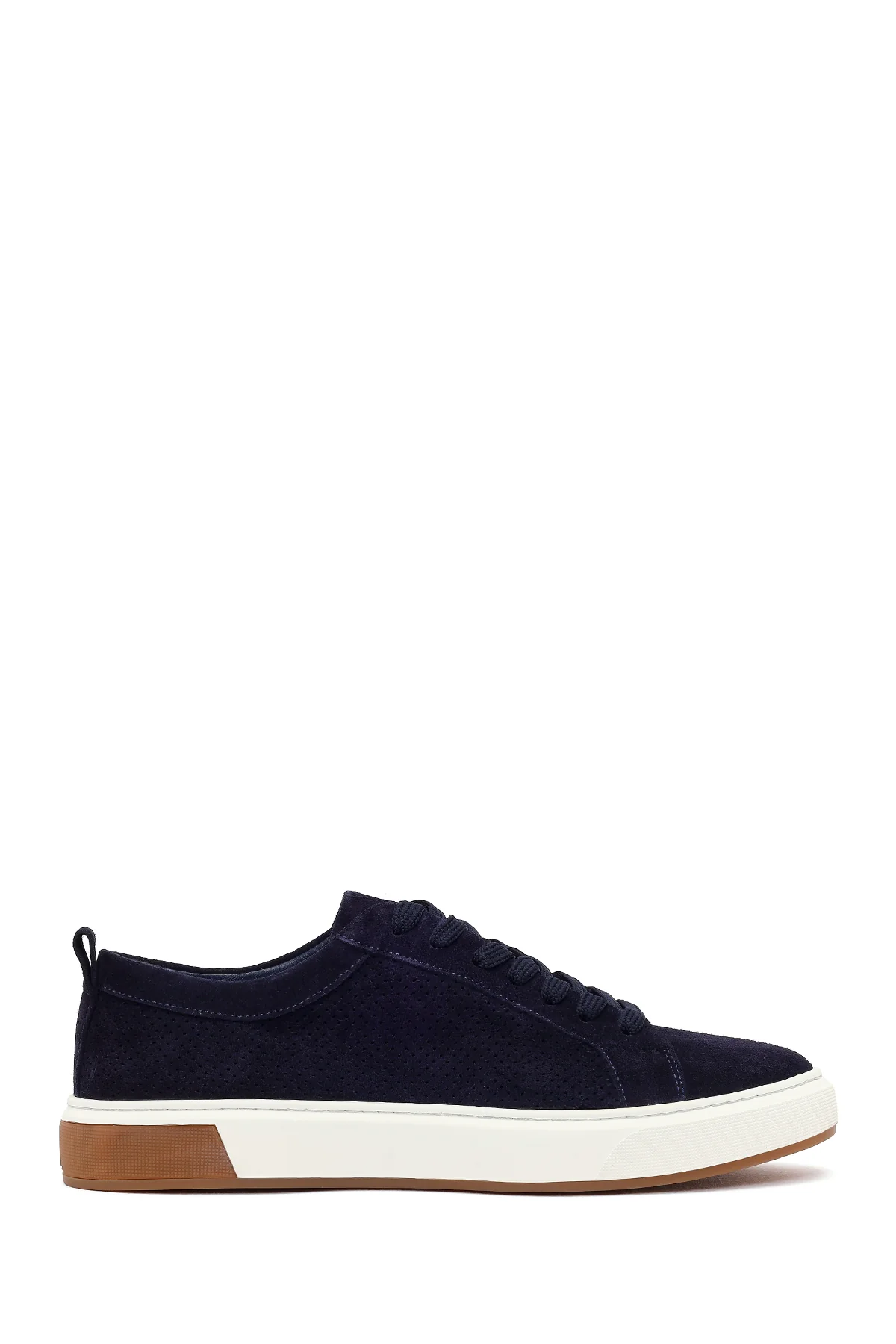 Erkek Lacivert Bağcıklı Süet Deri Sneaker