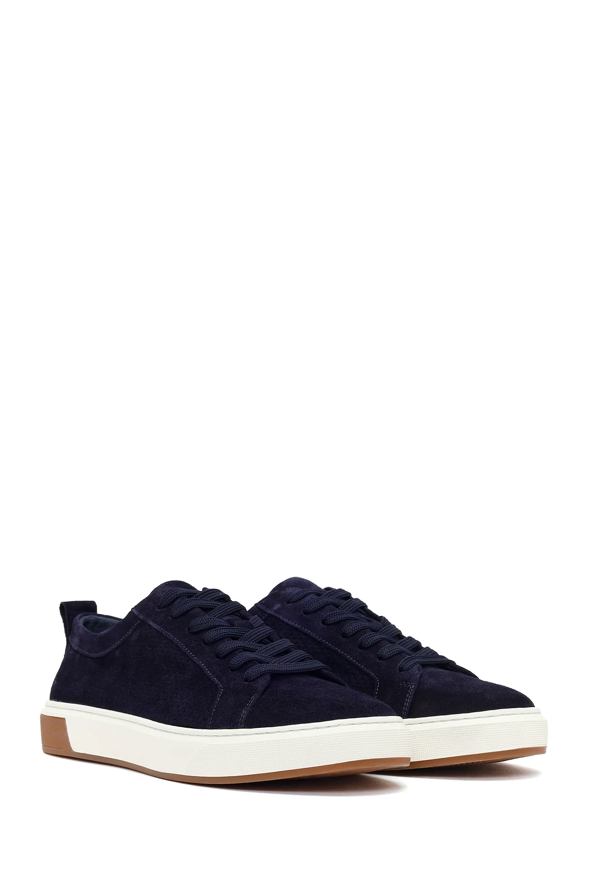 Erkek Lacivert Bağcıklı Süet Deri Sneaker - Image 2