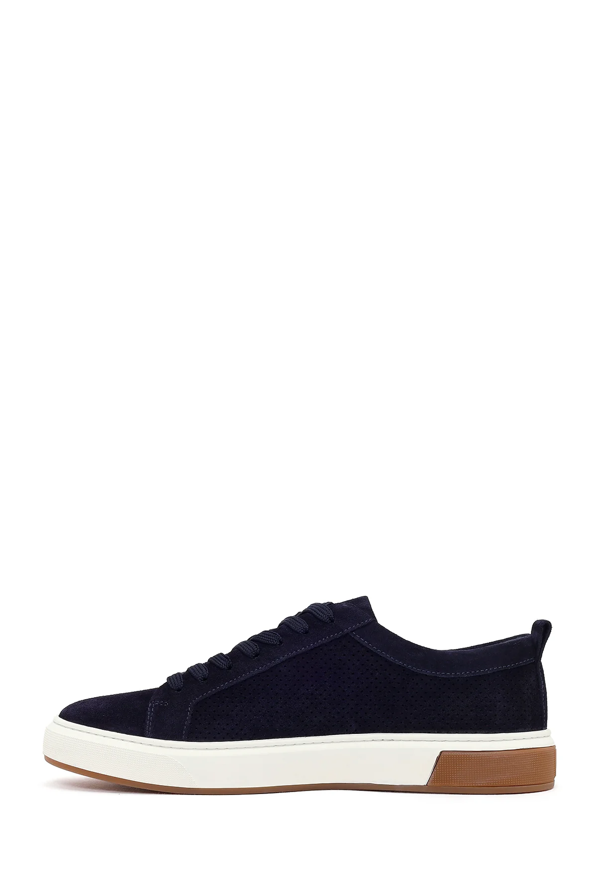 Erkek Lacivert Bağcıklı Süet Deri Sneaker - Image 3