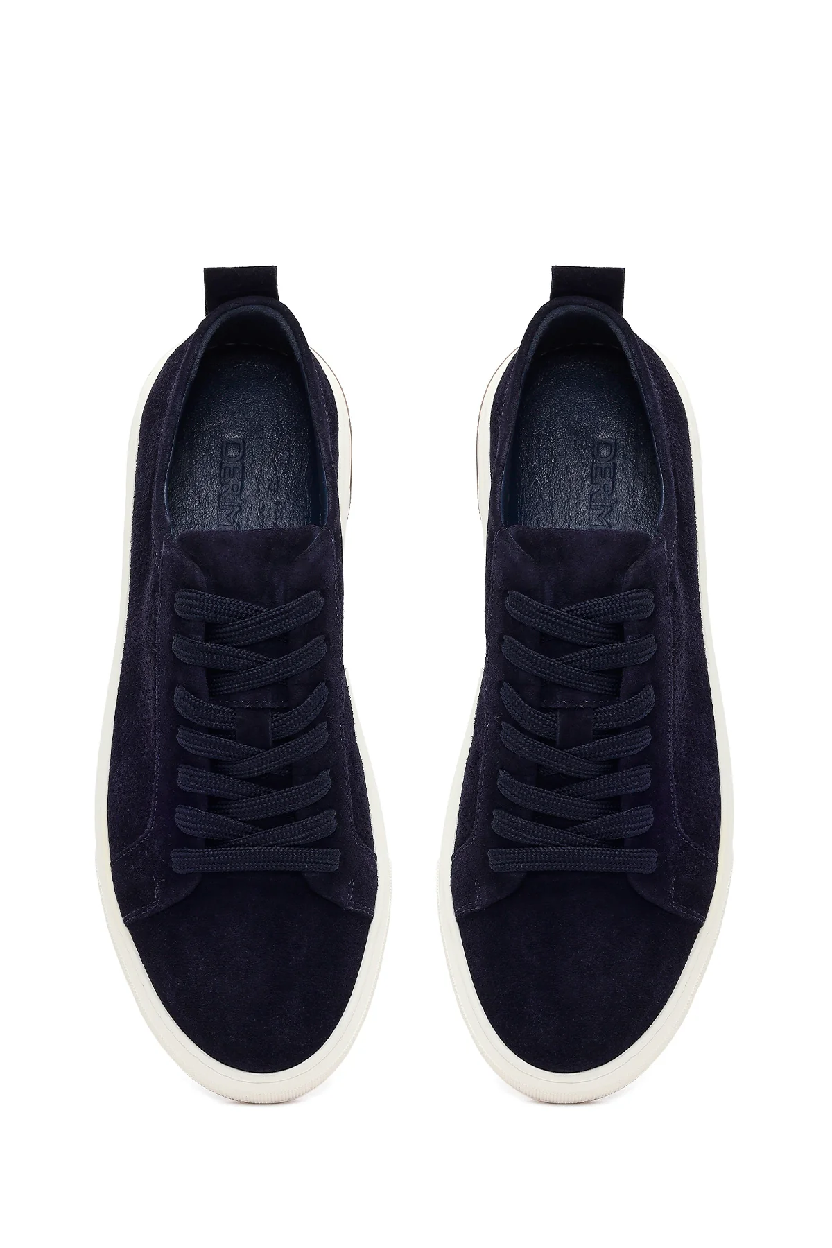 Erkek Lacivert Bağcıklı Süet Deri Sneaker - Image 4