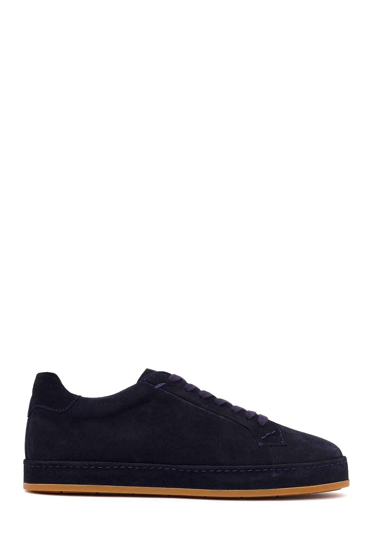 Erkek Lacivert Bağcıklı Süet Deri Sneaker
