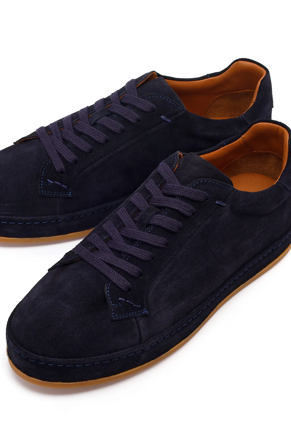 Erkek Lacivert Bağcıklı Süet Deri Sneaker - Image 10