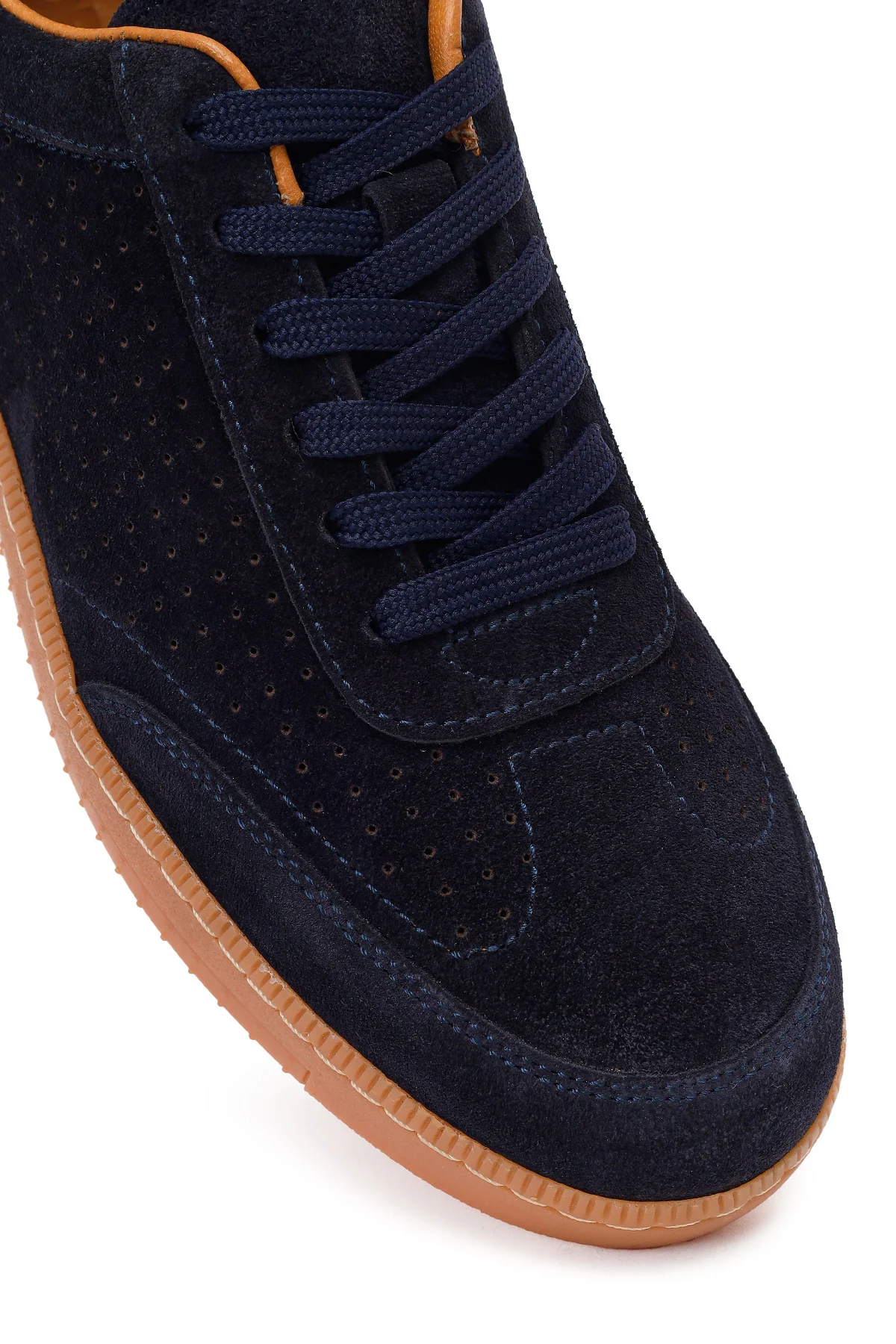 Erkek Lacivert Bağcıklı Süet Deri Sneaker - Image 10