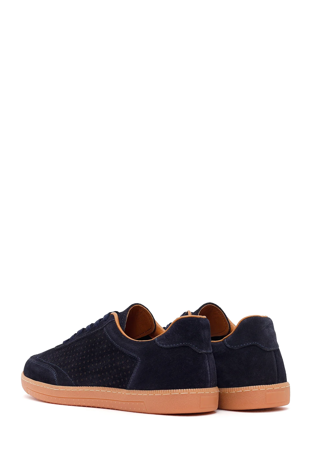 Erkek Lacivert Bağcıklı Süet Deri Sneaker - Image 7